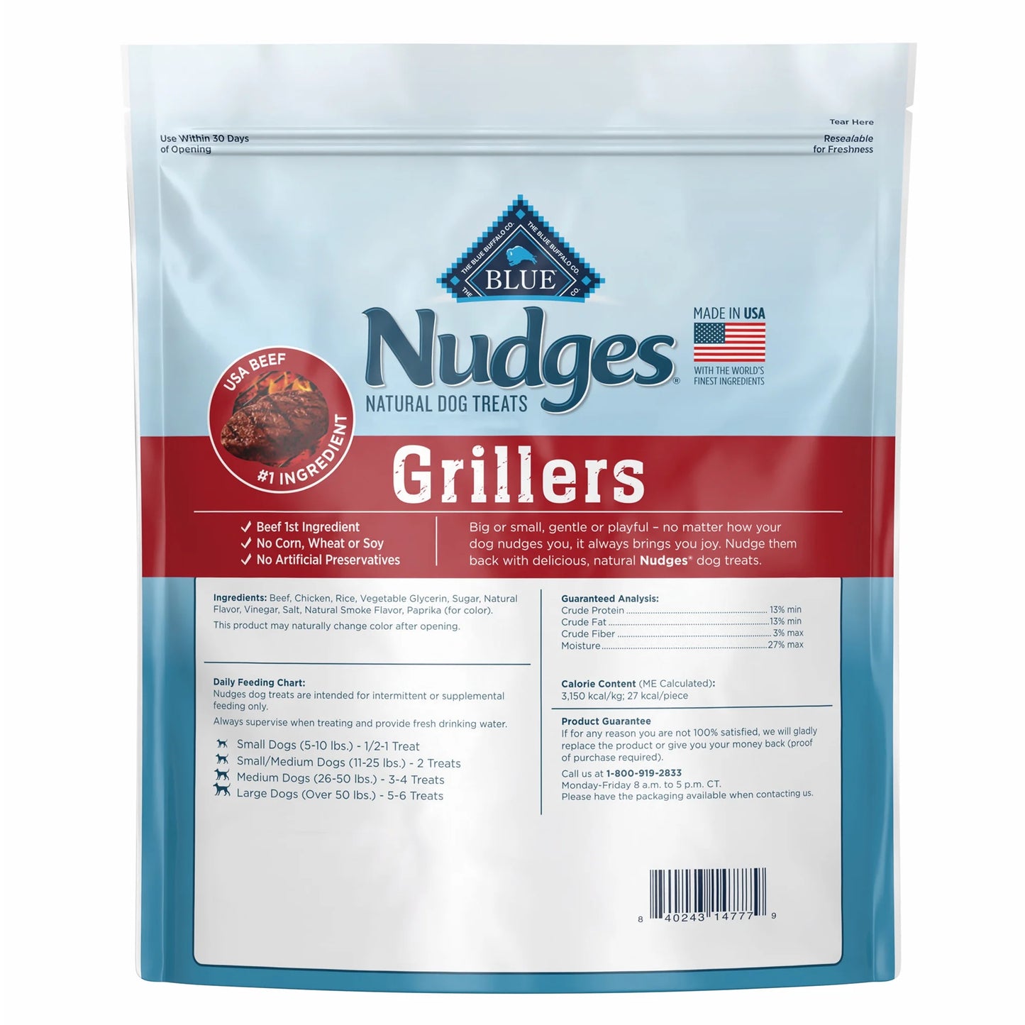 Nudges Grillers Natural Dog Treats, Steak, 36-Oz. Bag