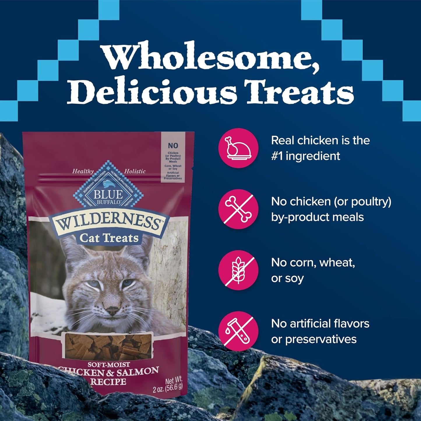 Wilderness Grain Free Soft-Moist Cat Treats, Chicken & Salmon 2-Oz Bag