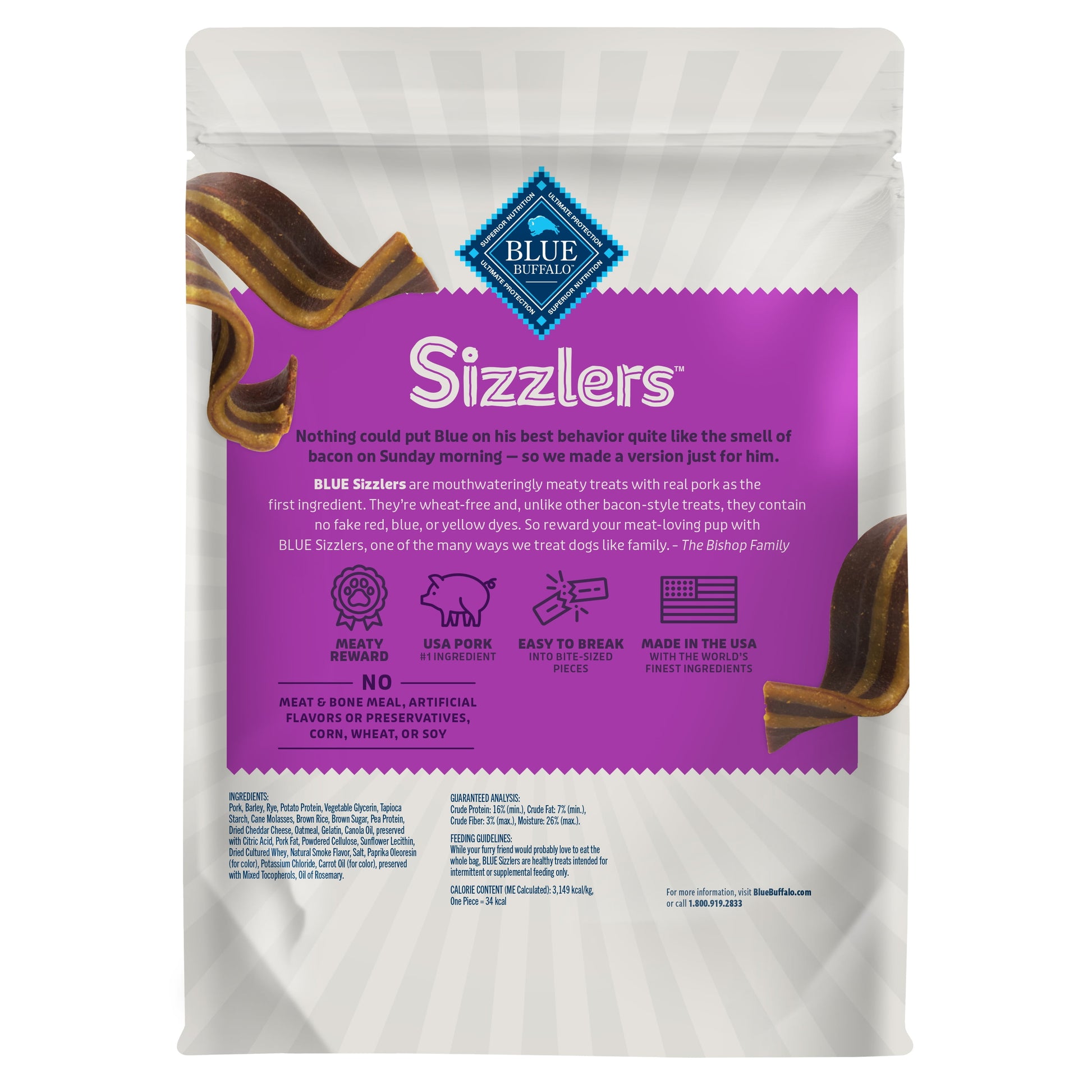 Sizzlers Natural Bacon-Style Soft-Moist Dog Treats, Original Pork 28-Oz Bag