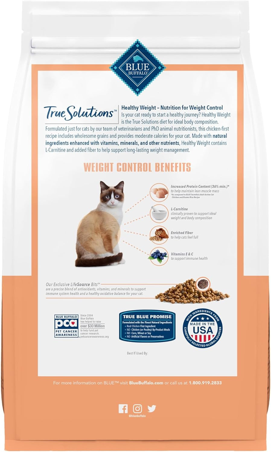 True Solutions Healthy Weight Natural Weight Control Adult Dry Cat Food, Chicken 11-Lb Bag