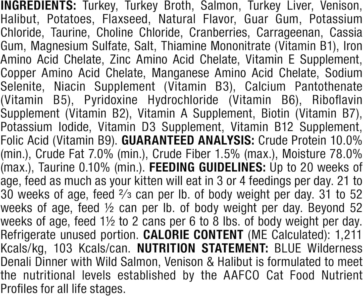 Wilderness High Protein Grain Free, Natural Adult Pate Wet Cat Food, Denali Dinner 3-Oz Cans (Pack of 24)