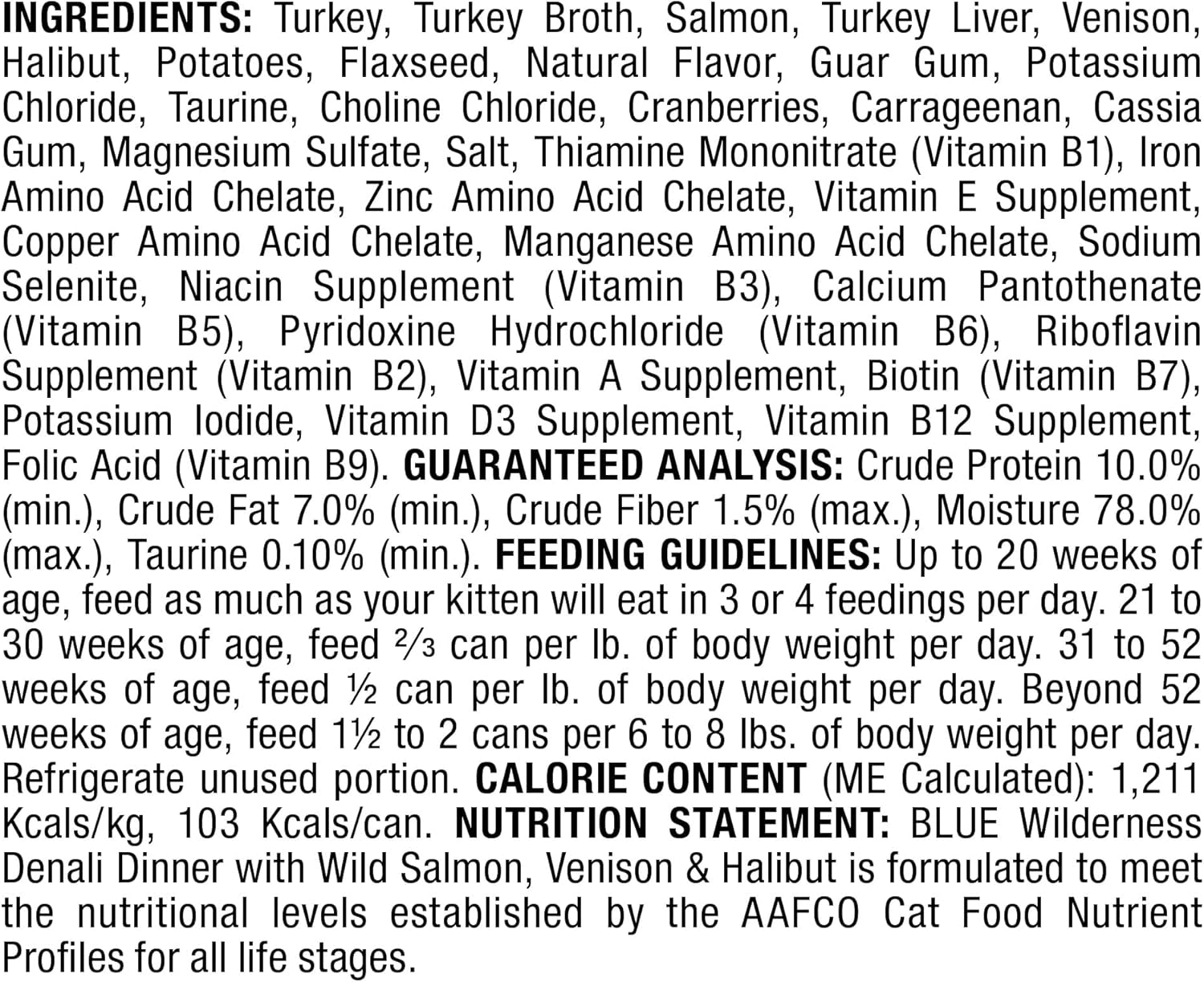 Wilderness High Protein Grain Free, Natural Adult Pate Wet Cat Food, Denali Dinner 3-Oz Cans (Pack of 24)