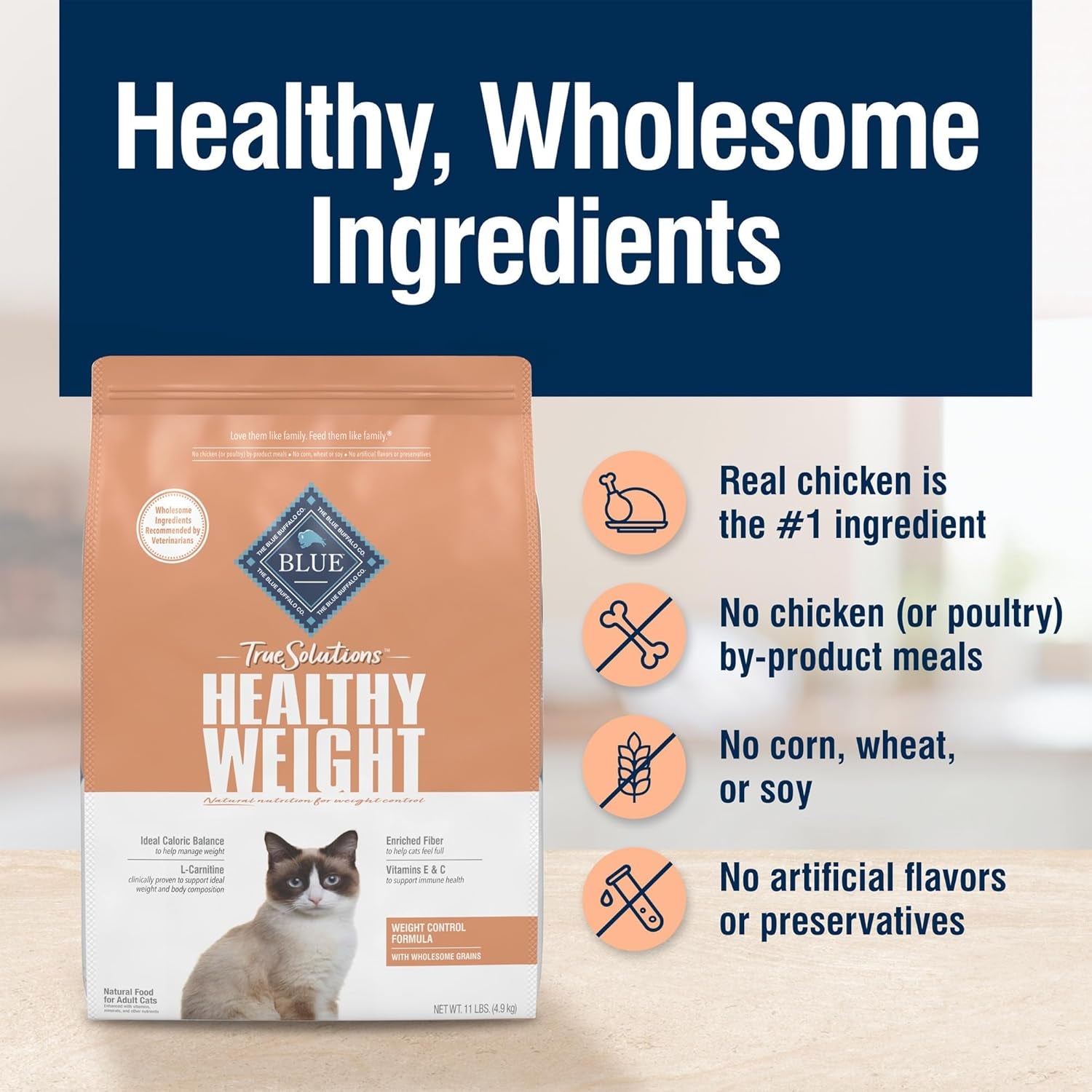 True Solutions Healthy Weight Natural Weight Control Adult Dry Cat Food, Chicken 11-Lb Bag