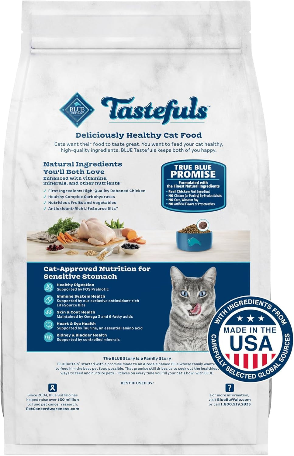 Tastefuls Natural Dry Food for Adult Indoor Cats, Chicken & Brown Rice Recipe, 15-Lb. Bag