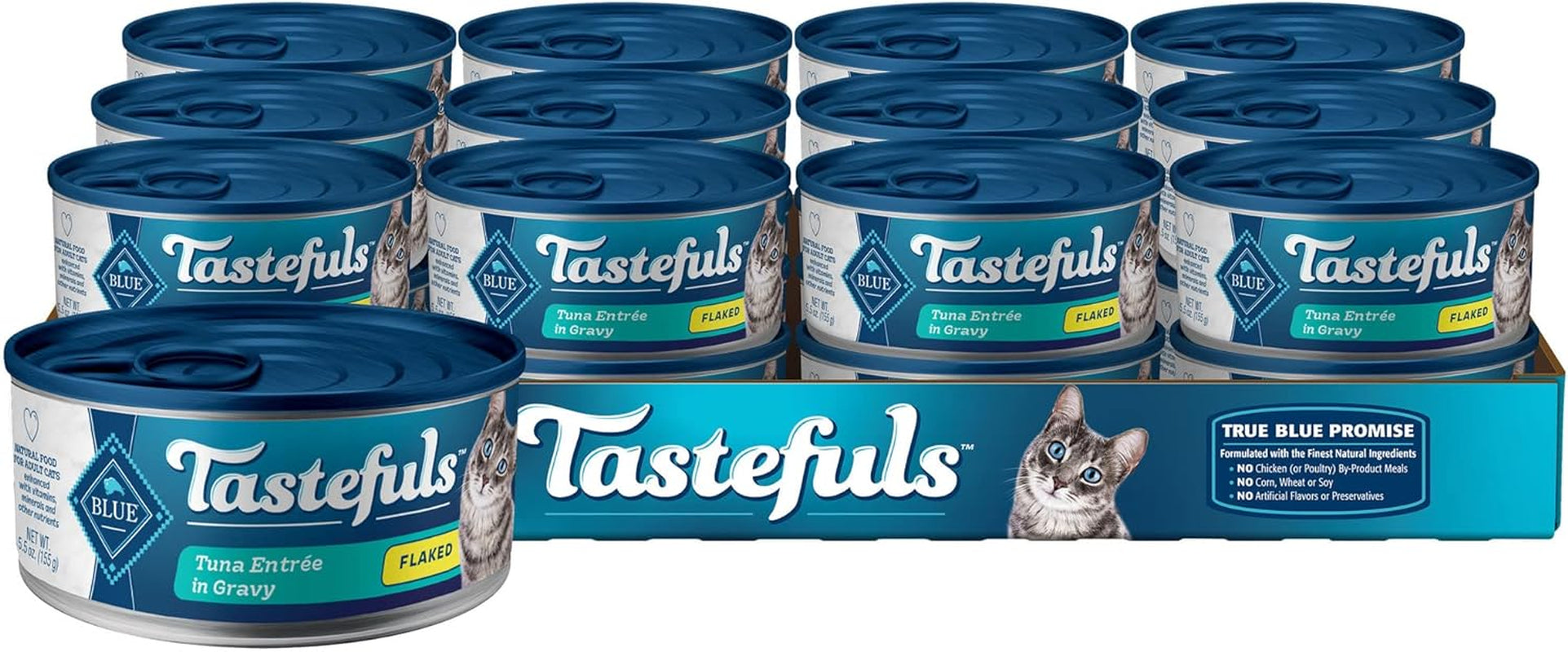 Tastefuls Natural Flaked Wet Cat Food, Tuna Entrée in Gravy 3-Oz Cans (Pack of 24)