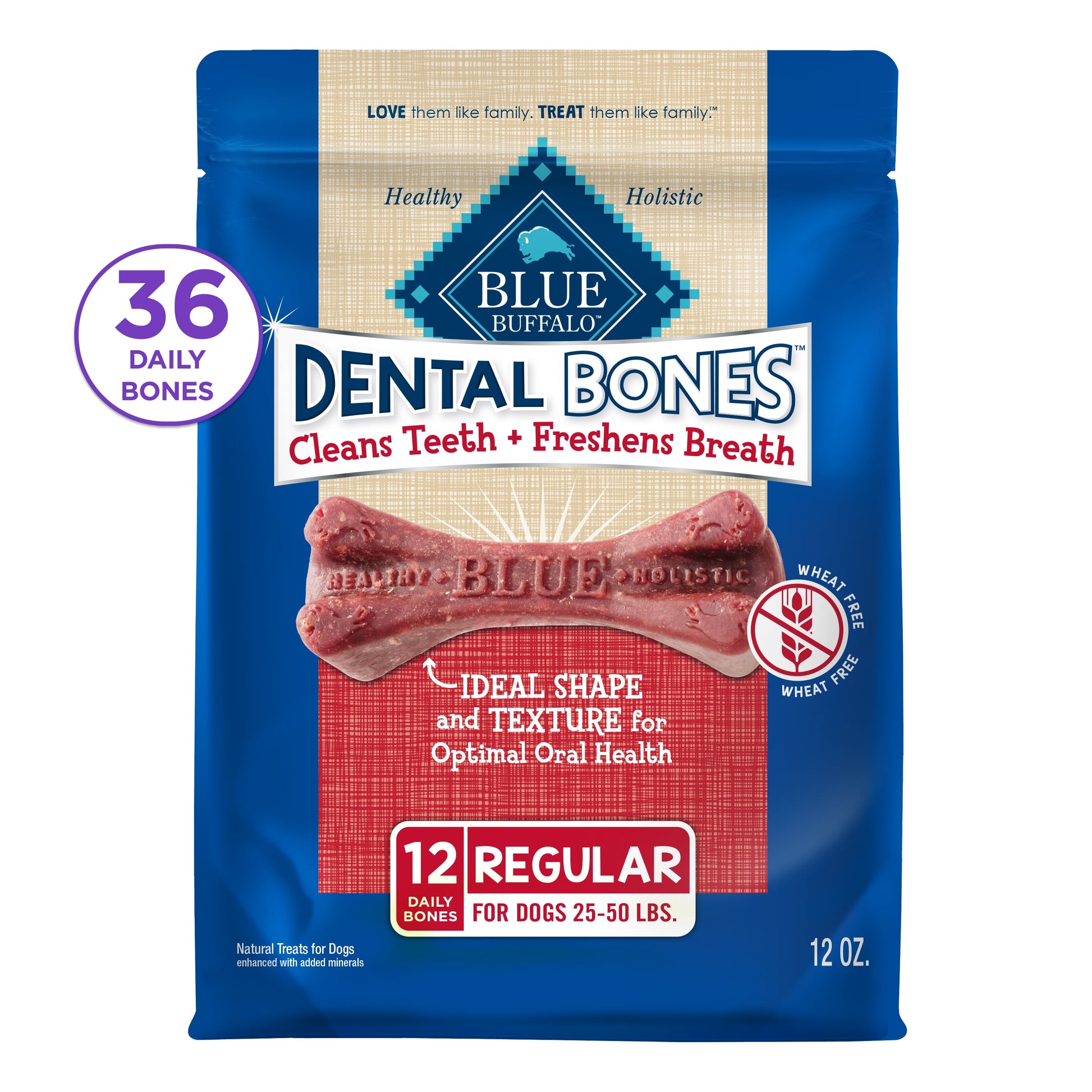 Dental Bones Regular Natural Dental Chew Dog Treats, 12-Oz. Bag