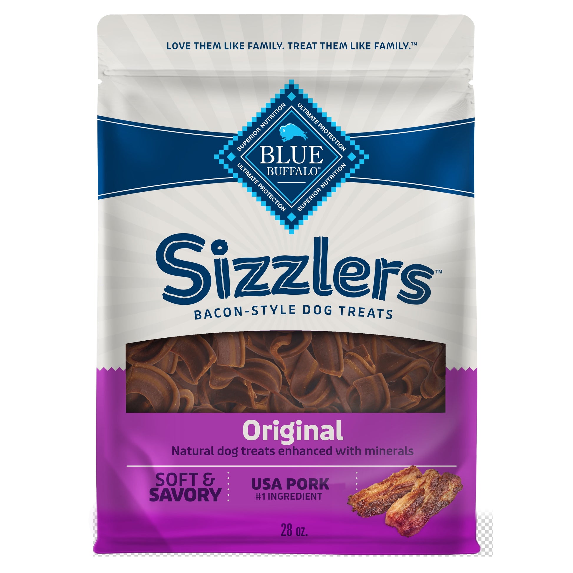 Sizzlers Natural Bacon-Style Soft-Moist Dog Treats, Original Pork 28-Oz Bag