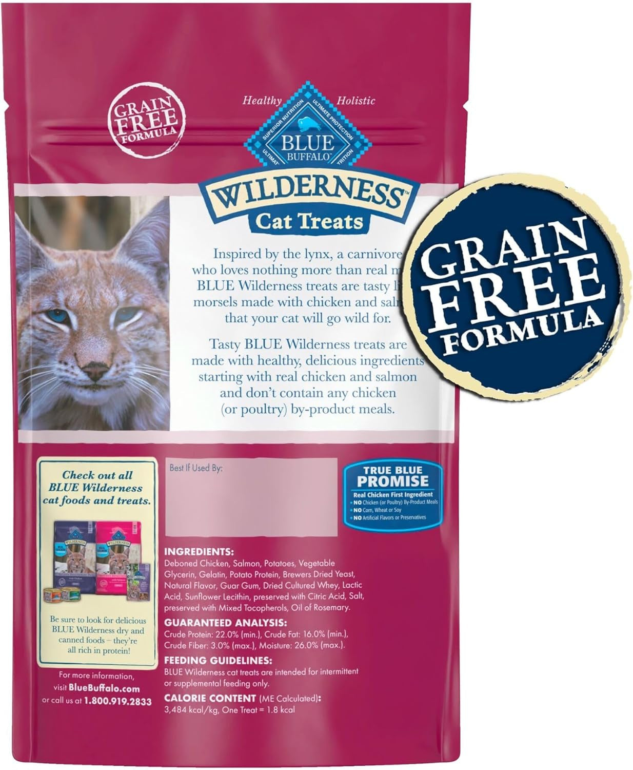 Wilderness Grain Free Soft-Moist Cat Treats, Chicken & Salmon 2-Oz Bag