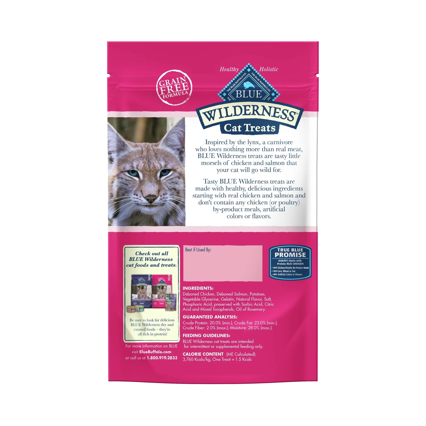 Wilderness Chicken & Salmon Flavor Dry Soft Treats for Cats, Grain-Free, 2 Oz. Bag