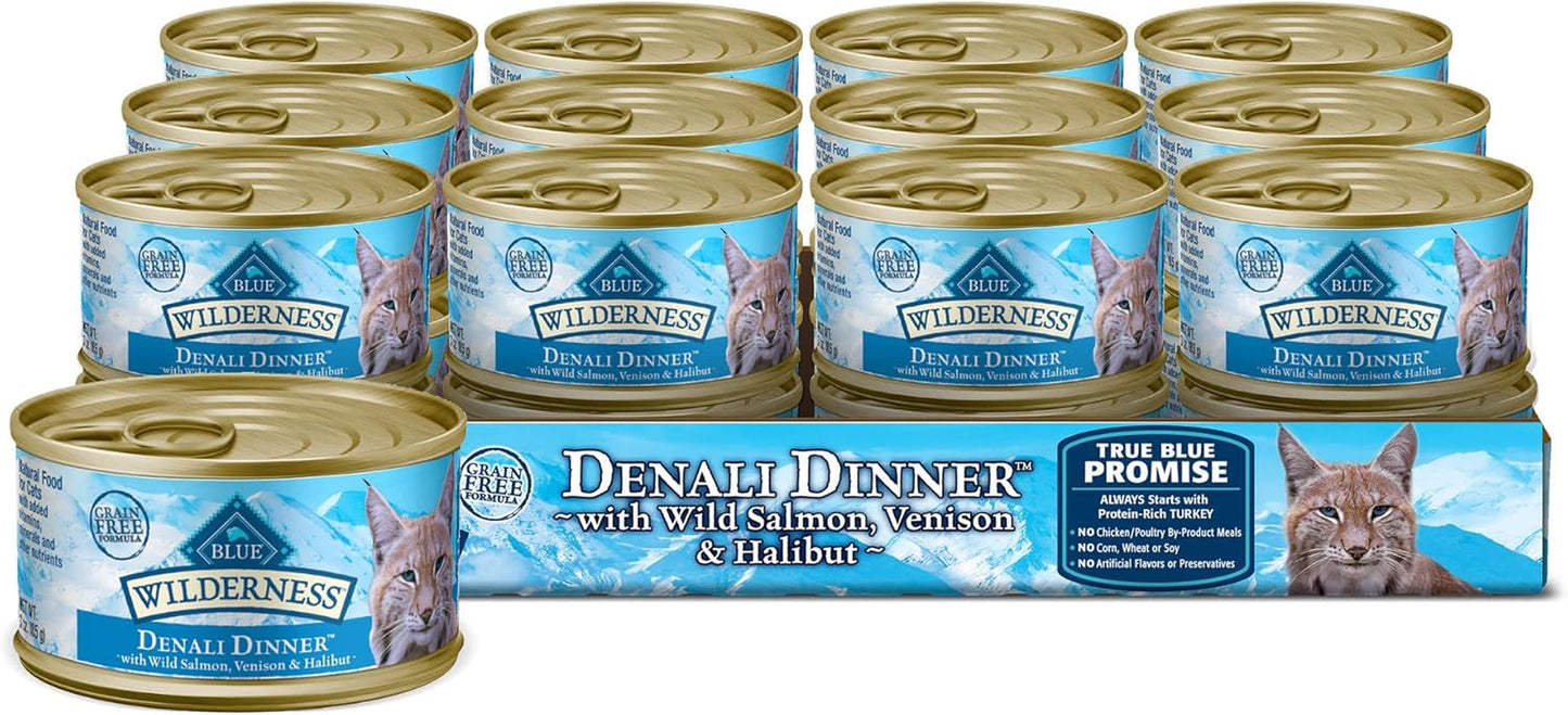 Wilderness High Protein Grain Free, Natural Adult Pate Wet Cat Food, Denali Dinner 3-Oz Cans (Pack of 24)