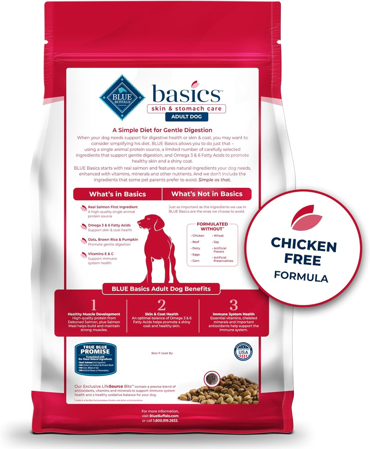 Basics Grain-Free Dry Dog Food for Adult Dogs, Limited Ingredient Diet, Salmon Recipe, 22-Lb. Bag