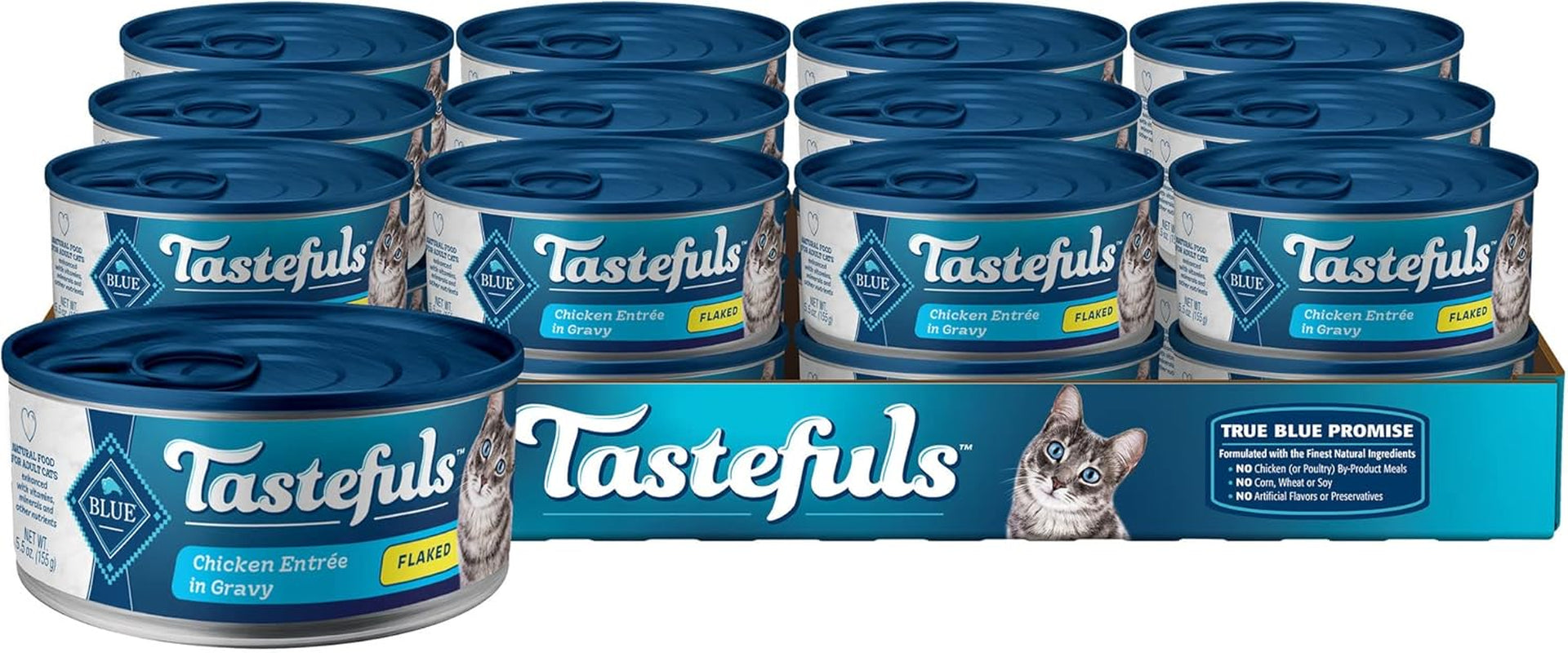 Tastefuls Natural Flaked Wet Cat Food, Chicken Entrée in Gravy 5.5-Oz Cans (Pack of 24)