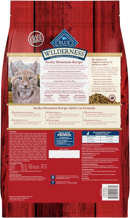 Wilderness Adult Dry Cat Food, Rocky Mountain Recipe, Chicken-Free & Grain-Free Recipe Made with Natural Ingredients, Red Meat, 4-Lb Bag